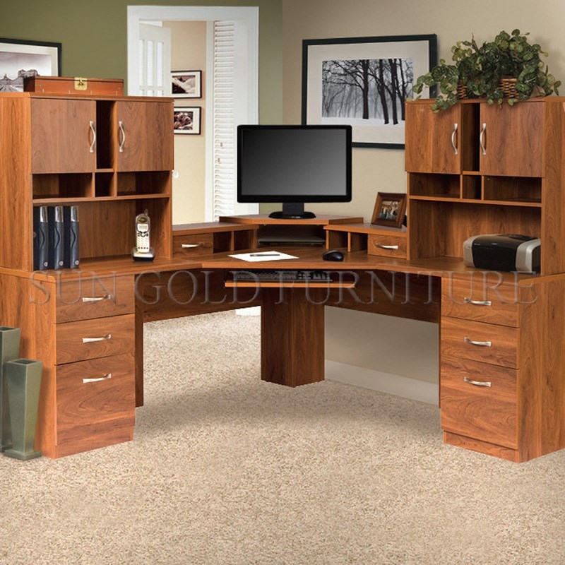 Corner Desk With Hutch Visualhunt, L Shaped Office Desk With Overhead Storage