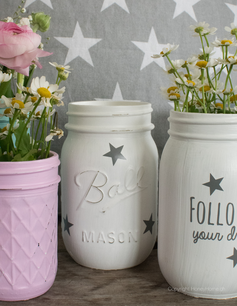 Mason Jar Shabby Chic rosa, klein &