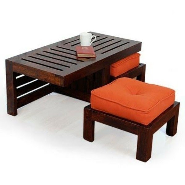 Coffee Table With Stools You Ll Love In, Coffee Table With Ottomans Underneath