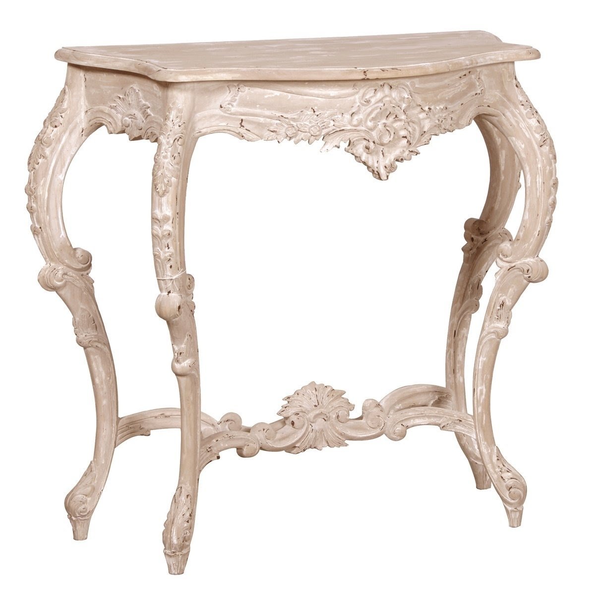 Amari Leisure Devon Cream Painted 2 Drawer Console Table in Shabby Chic Ornate French Style