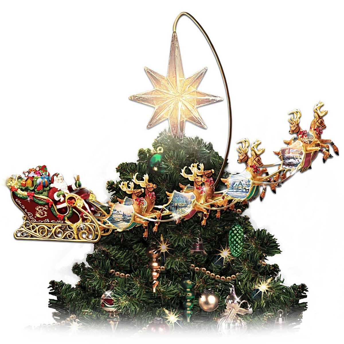 Golden NUOBESTY Christmas Tree Topper Star Glittering Christmas Tree Decoration Ornaments