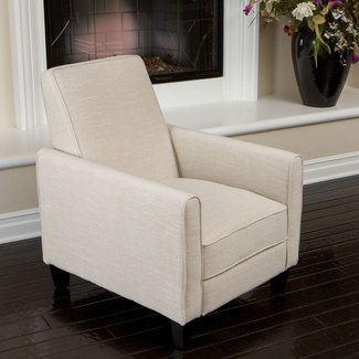 Noble House Delouth Recliner Club Chair in Light Beige