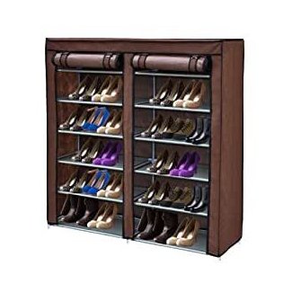 OTTFF 2 Door Dustproof Portable Clothes Shoe Rack ...