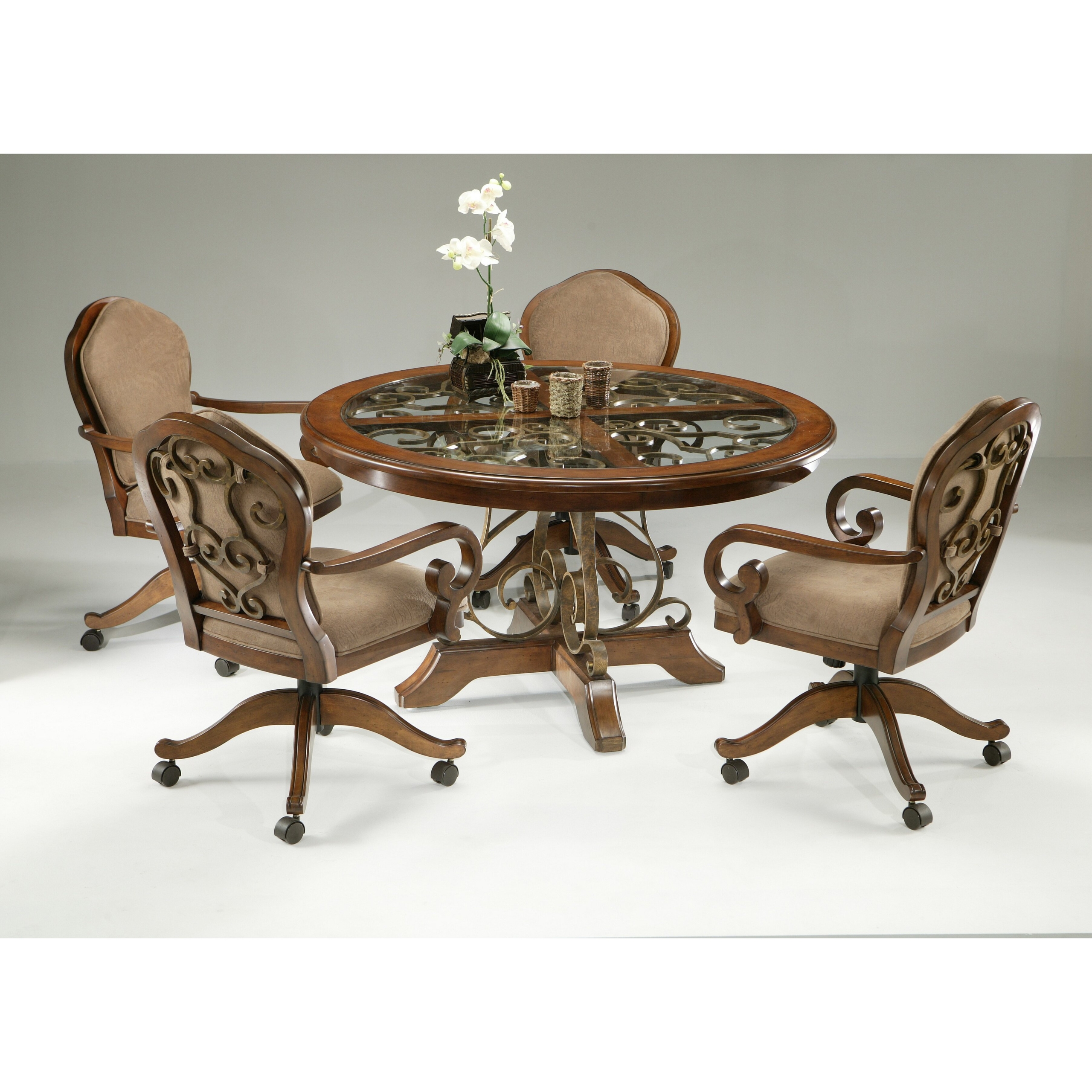 Dinette Sets With Caster Chairs, Kitchen Round Table And Chairs Set