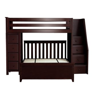 Plank & Beam Staircase Combo Loft + Desk Over Full Bed, Espresso