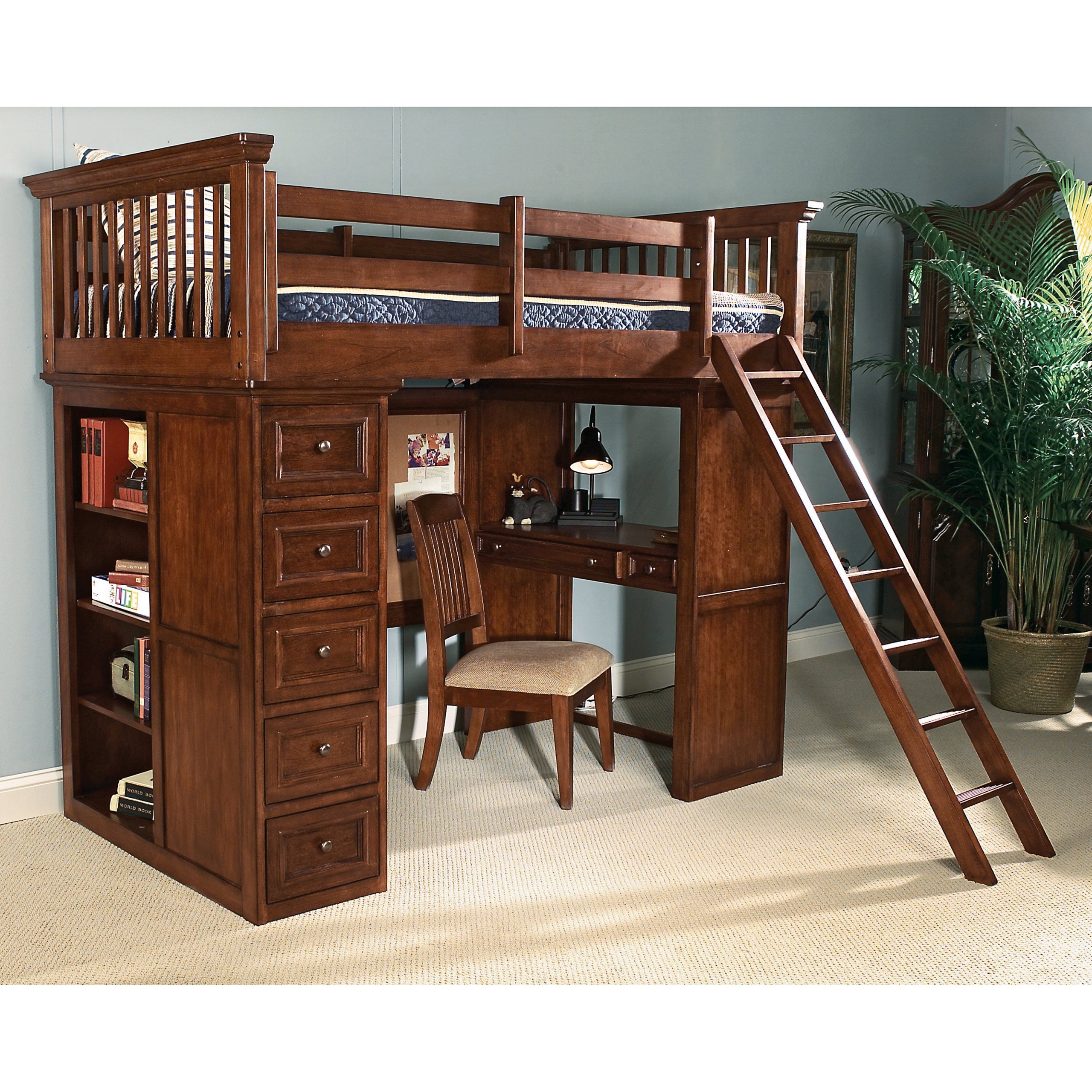 Full Size Loft Bed With Desk Visualhunt, Wooden Bunk Bed With Desk And Drawers