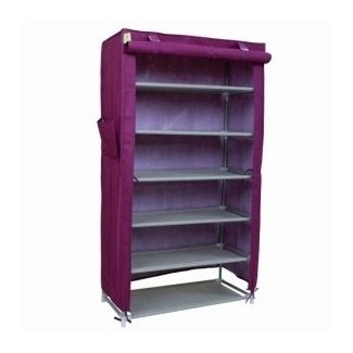 Premium AI Image  A purple cabinet with a shelf of shoes and a shelf of  shoes.