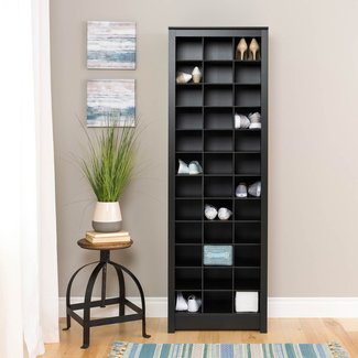 Prepac Space-Saving Shoe Storage Cabinet, Black