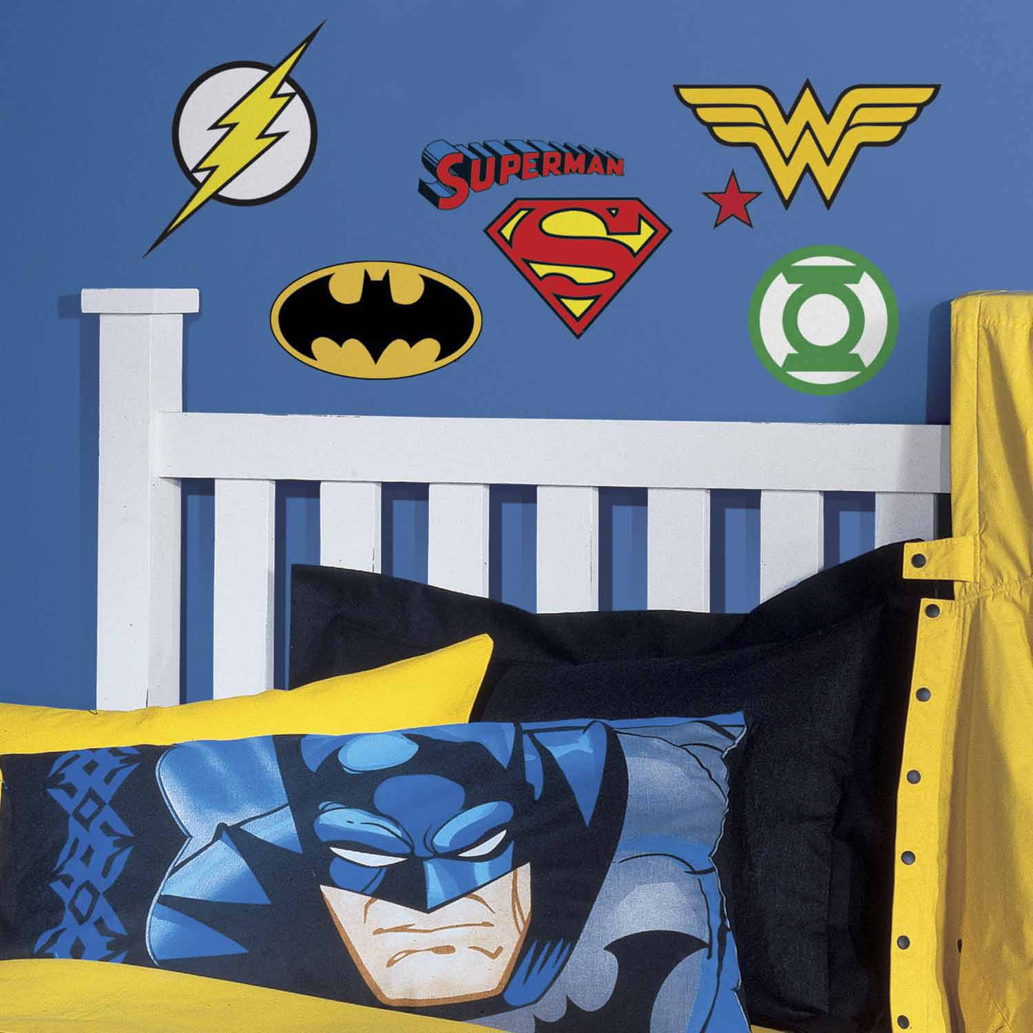 Superhero Theme Bedroom Peel and Stick Wall Stickers Comic Book Batman Mask Wall Decals Removable Vinyl Bat Logo -