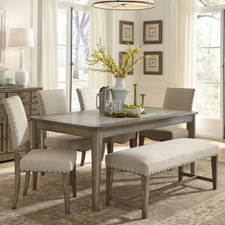 Dining Table With Bench Visualhunt, Farmhouse Dining Room Table With Bench And Chairs