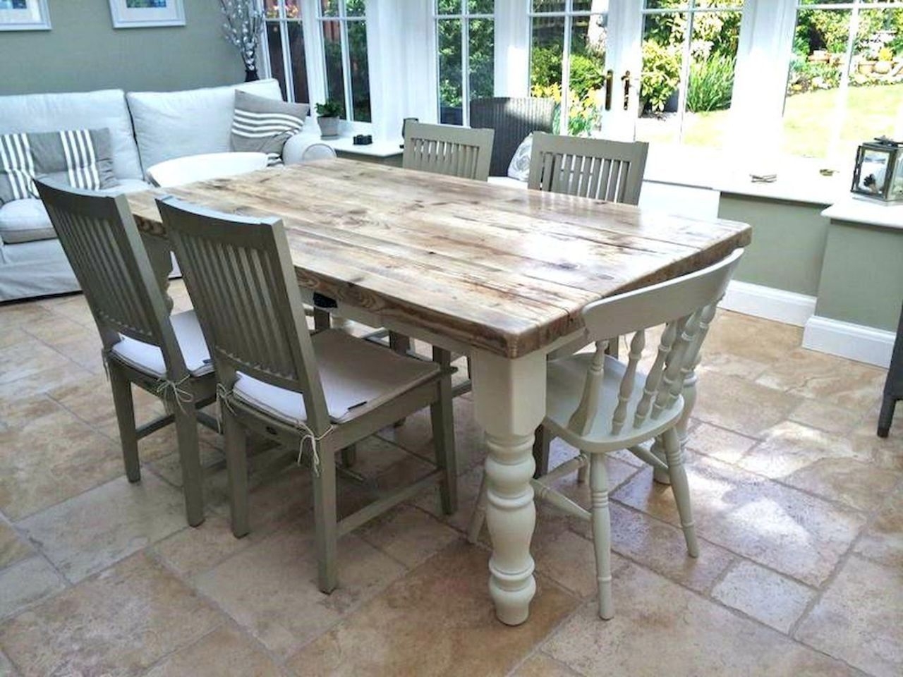 white distressed dining room set