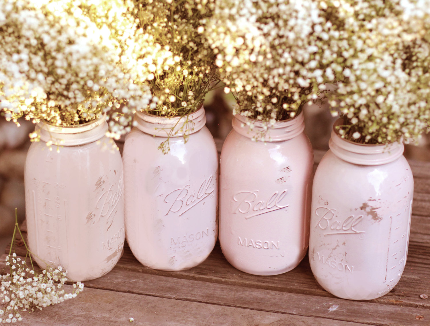 Gold shabby chic mason jars – The Vintage Artistry