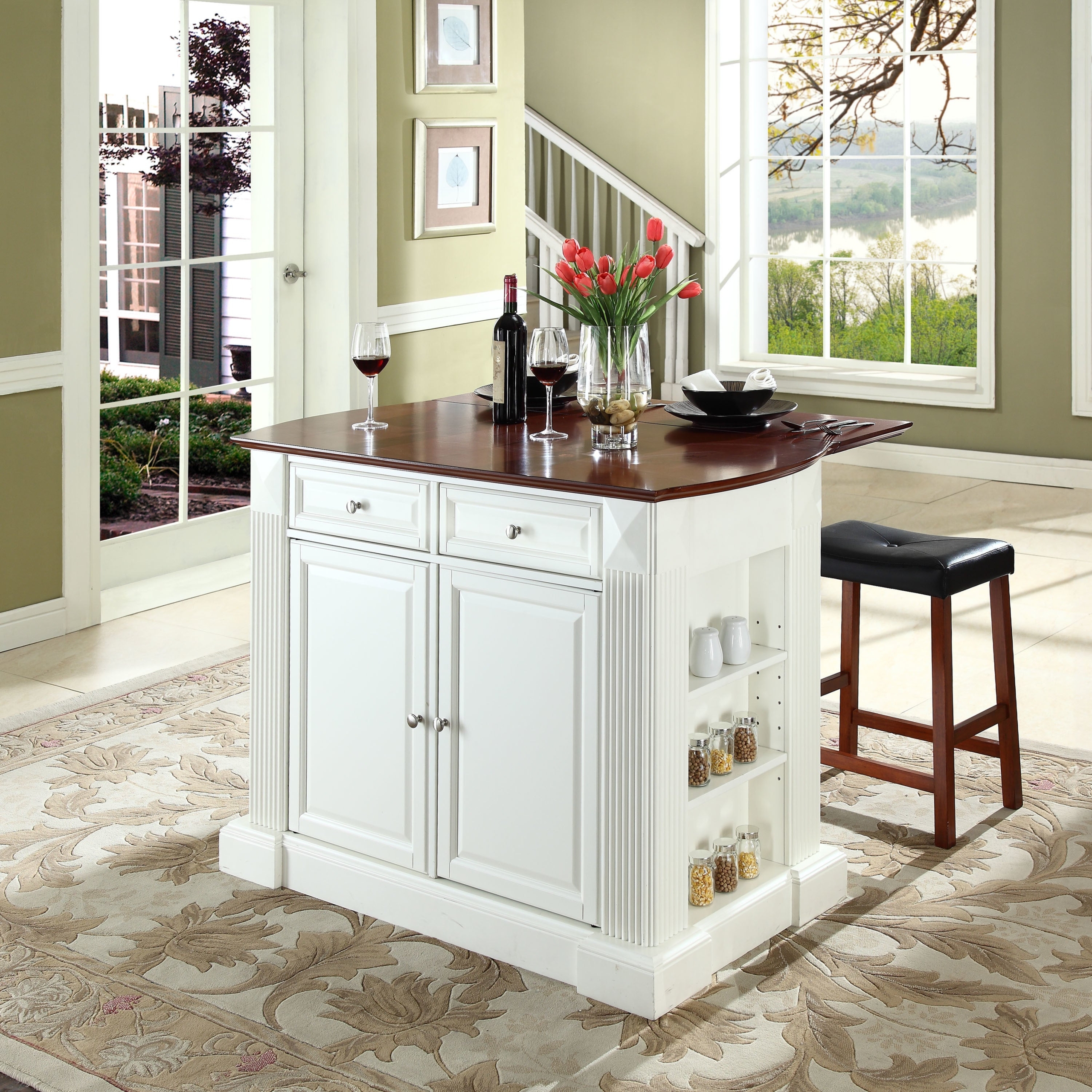Shop Crosley Furniture White Craftsman Kitchen Island with ...