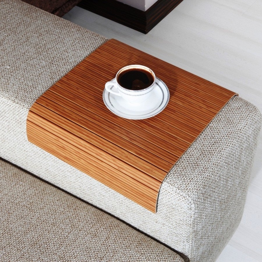 Details about   Bamboo Sofa Arm Tray Table Arm Rest Protector Universal Drink Holder Side Table 