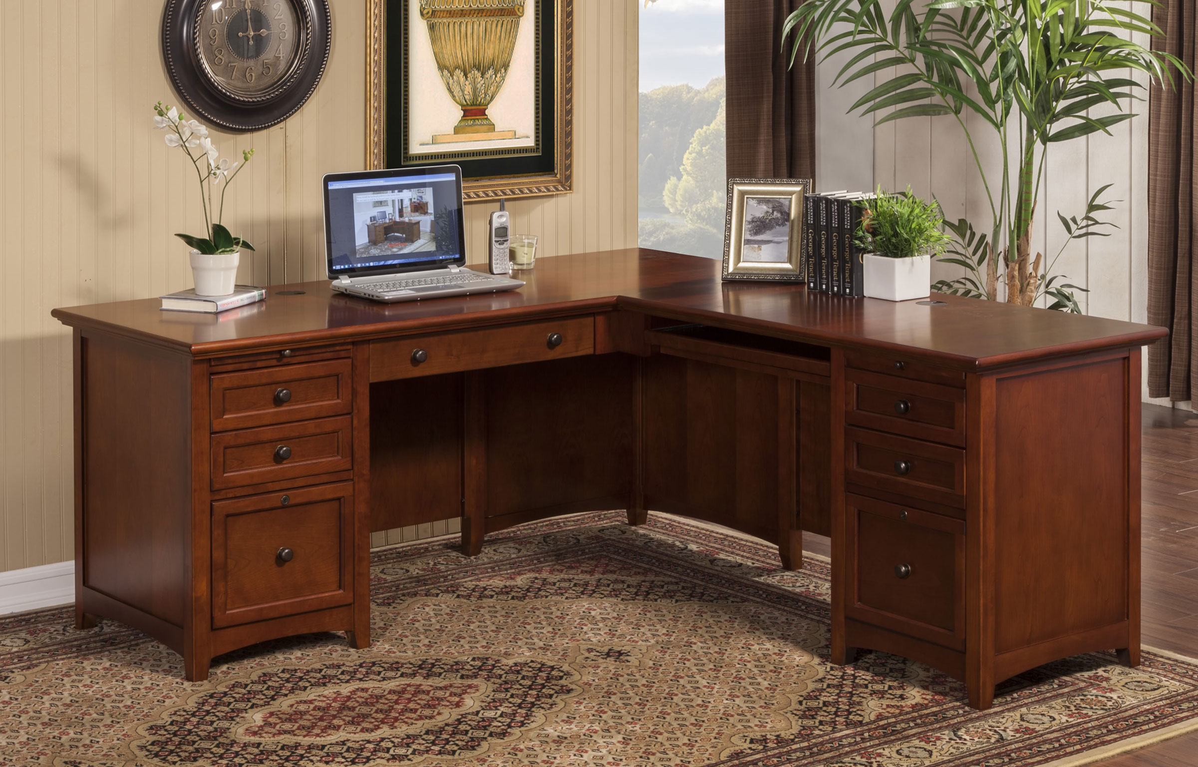 Solid Wood L Shape Executive Desk 