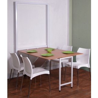 Folding Table & Benches Wall Mounted Space Saving Foldable Dining Kitchen  Table