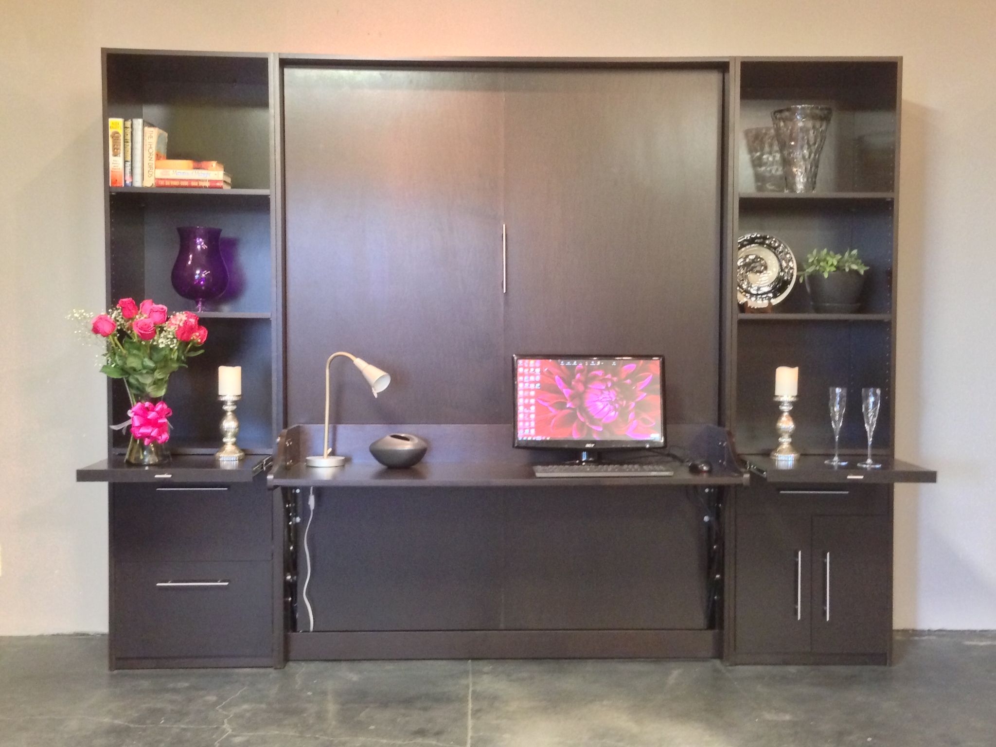 Sweet Black Murphy Bed with Desk | Stroovi