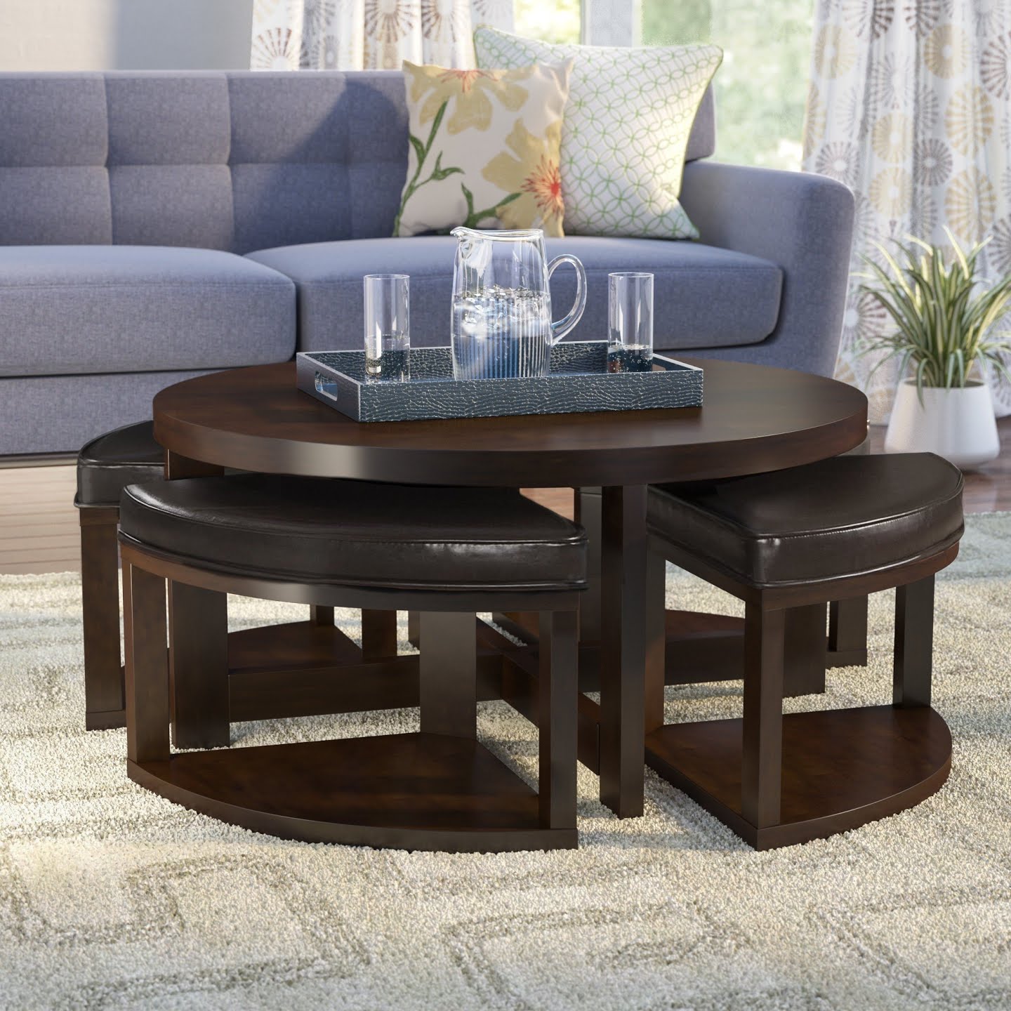 living room tables with stools