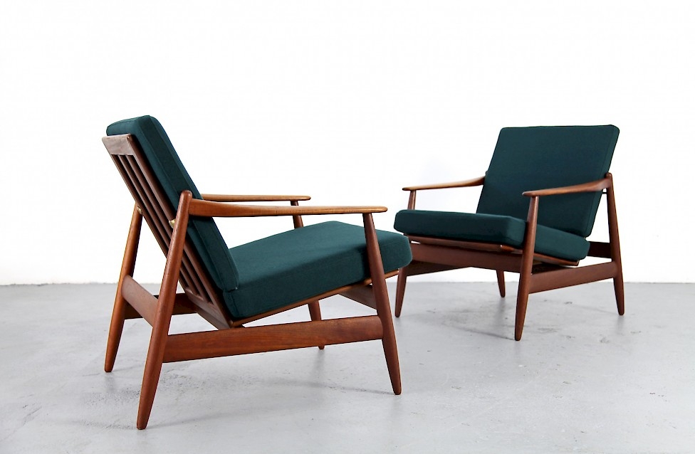 Teak Easy Chair with Kvadrat Fabric by Hans Olsen /