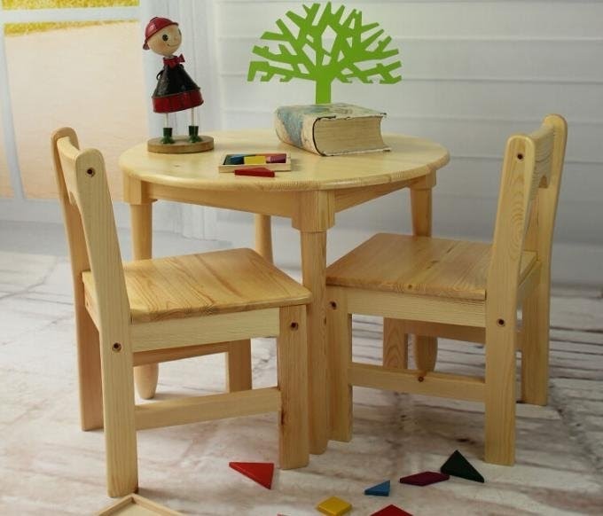 Tiger School wooden furniture --round table with chairs ...