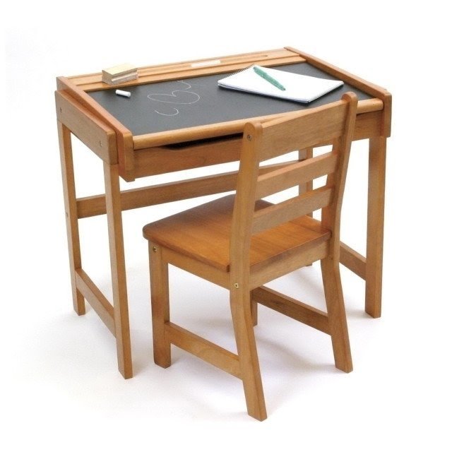 wooden desk and chair for child