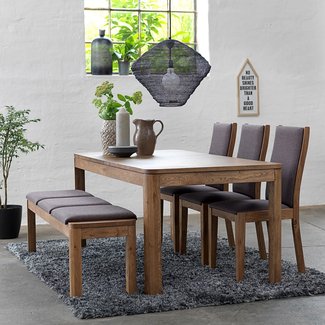 Dining Table With Bench Visualhunt, Bench Chairs For Dining Tables