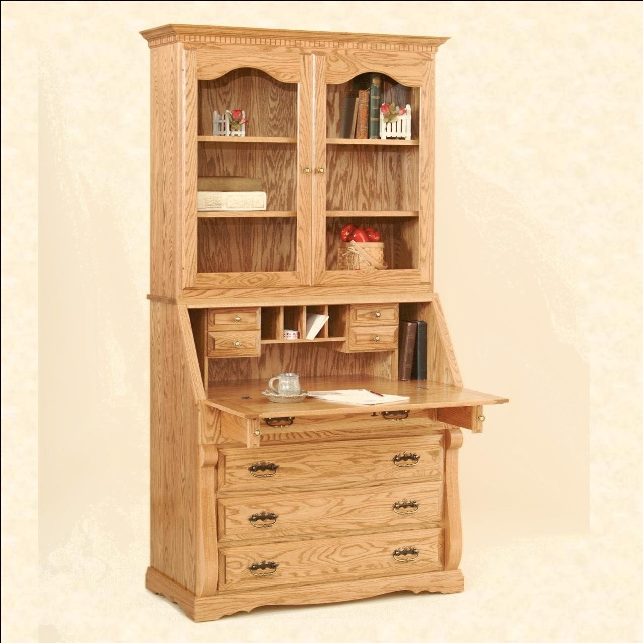 Oak secretary deals desk with storage