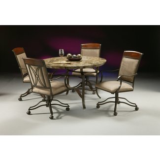 Traditional Wood and Metal Dinette Set with Castered ...