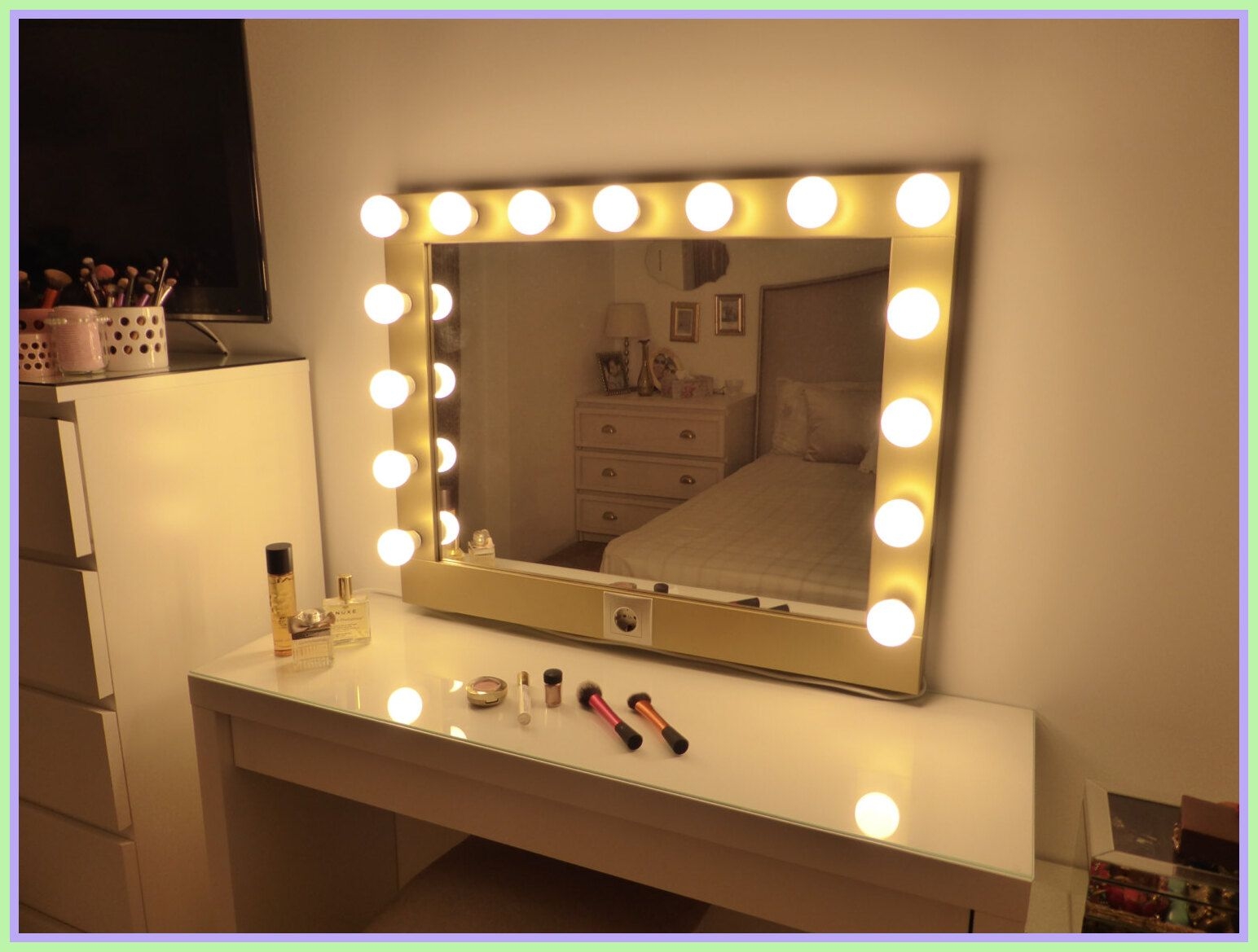 50 Vanity Mirror With Light Bulbs, White Vanity Mirror With Light Bulbs