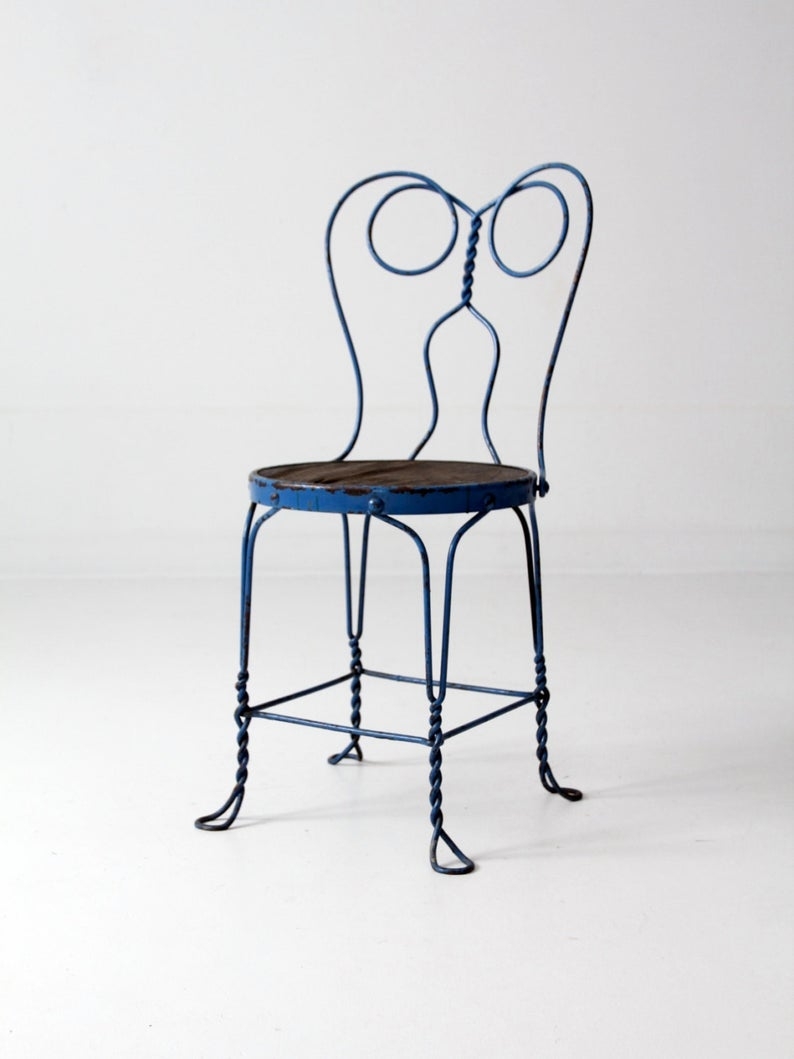 Vintage Blue Ice Cream Parlor Chair | Chairish