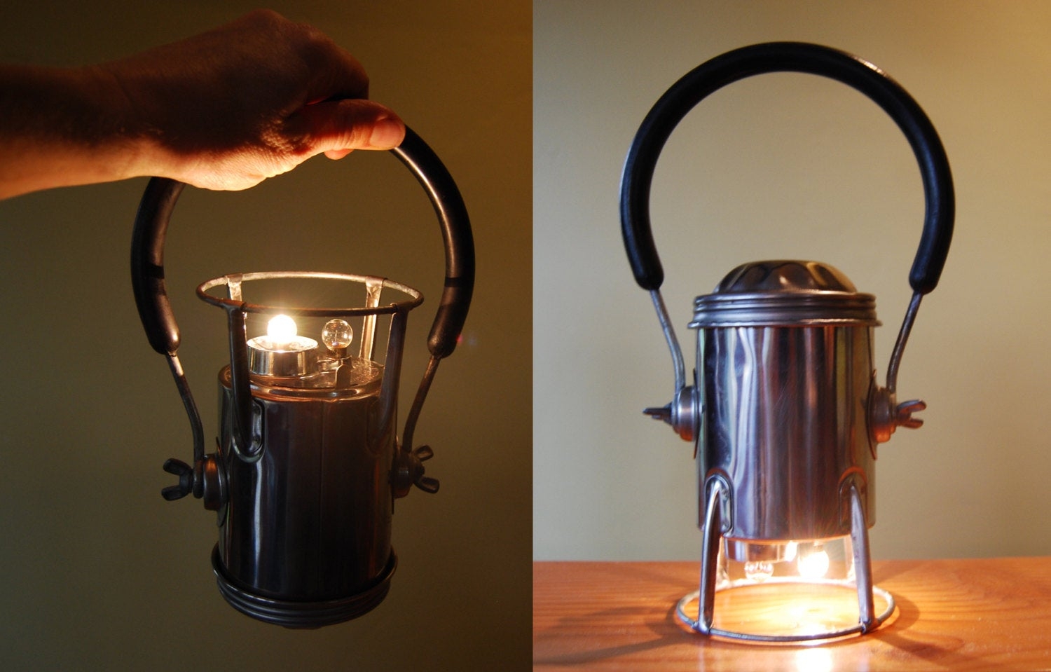 Vintage Conger Chrome Miners Lantern 9V Battery Powered