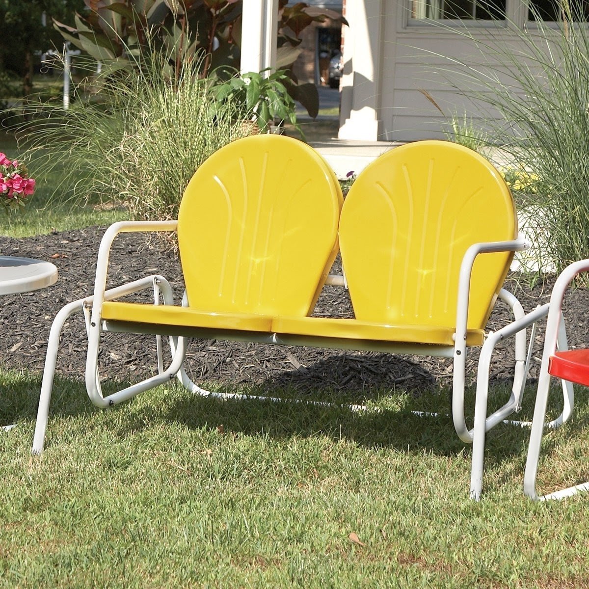 Vintage Metal Lawn Chairs Visualhunt, Metal Glider Outdoor Furniture