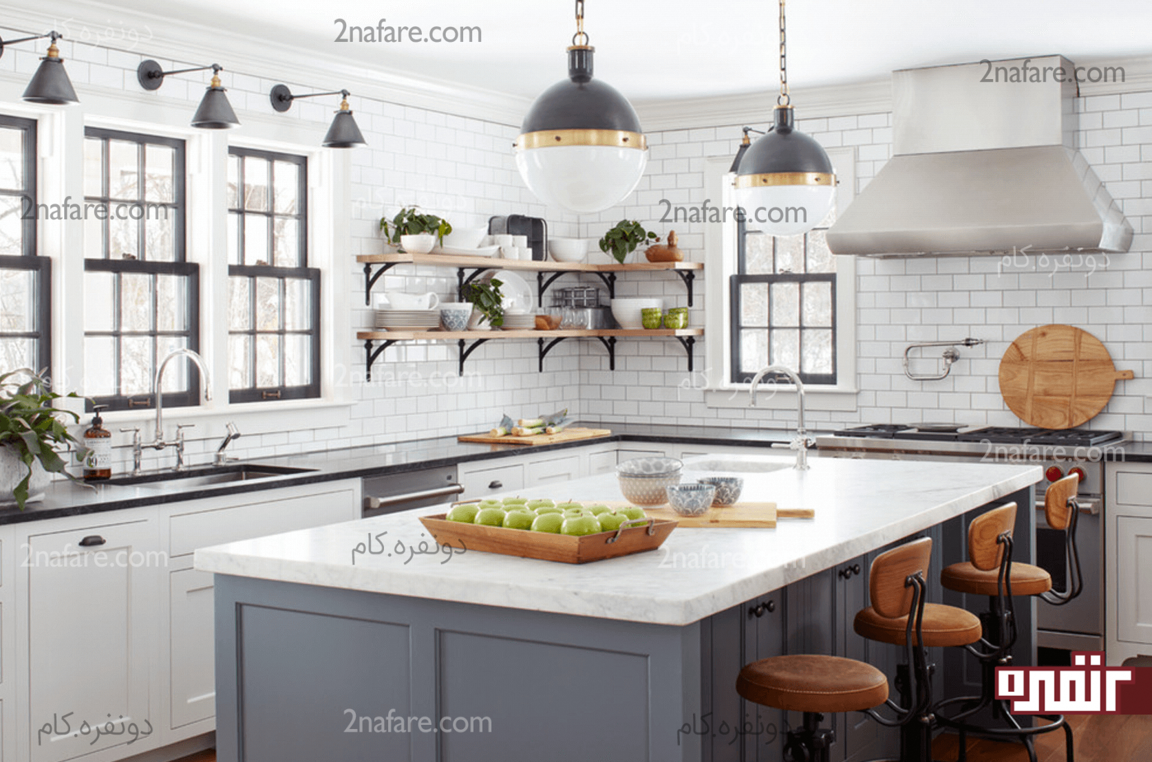 White brick in rustic kitchen