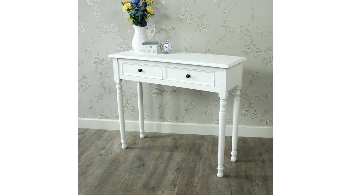 White wood console dressing table shabby vintage chic bedroom hall furniture 