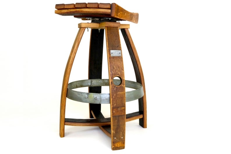Wine Barrel Bar Stool with Memory Swivel