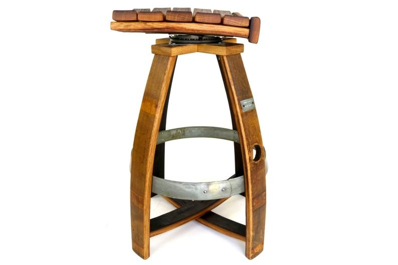 Wine Barrel Bar Stool with Memory Swivel