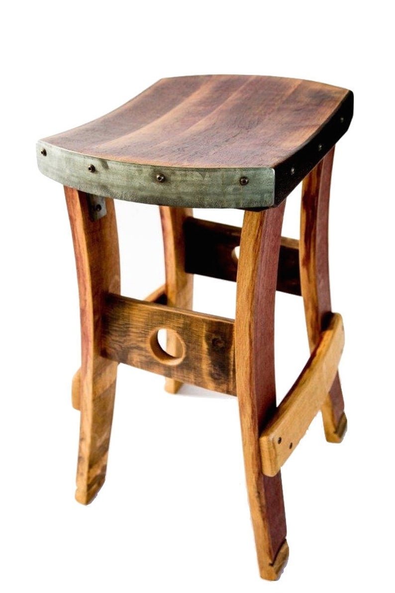 Wine Barrel Barstool, No Backrest - Rustic - Outdoor Bar