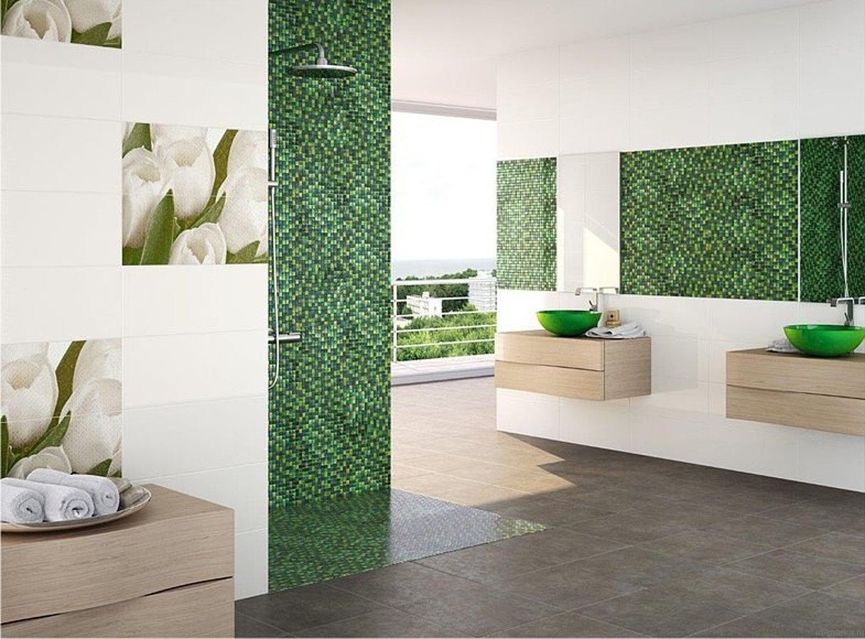 Green shower mosaic