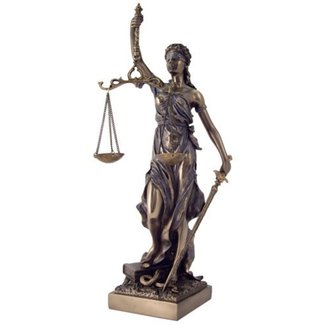 12.5 Inch Cold Cast Bronzed Lady Justice with Scales and Sword Statue