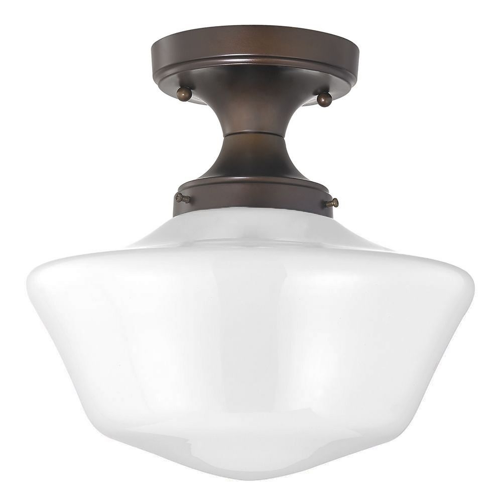 12-Inch Wide Bronze Schoolhouse Ceiling Light