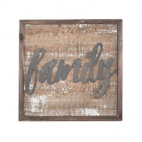 12x12'' Rustic Wood and Metal Sign Wall Art Decor, Farmhouse Sign Plaque Home Decor