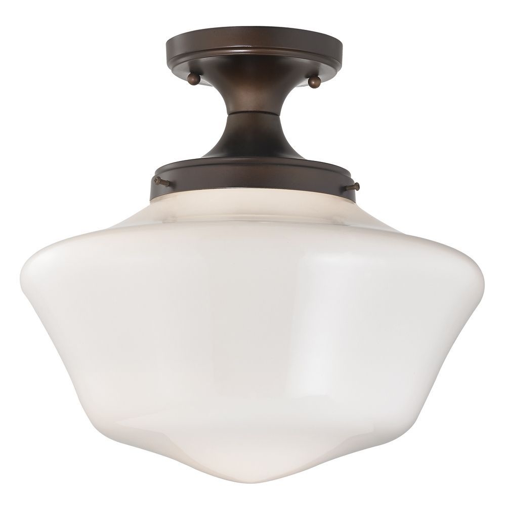 14-Inch Wide Schoolhouse Ceiling Light in Bronze Finish