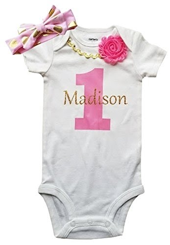 1st Birthday Girl - Pink Gold Personalized Outfit