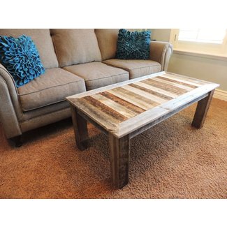 Del Hutson Designs - Rustic Barnwood Coffee Table USA Handmade Reclaimed Wood Natural