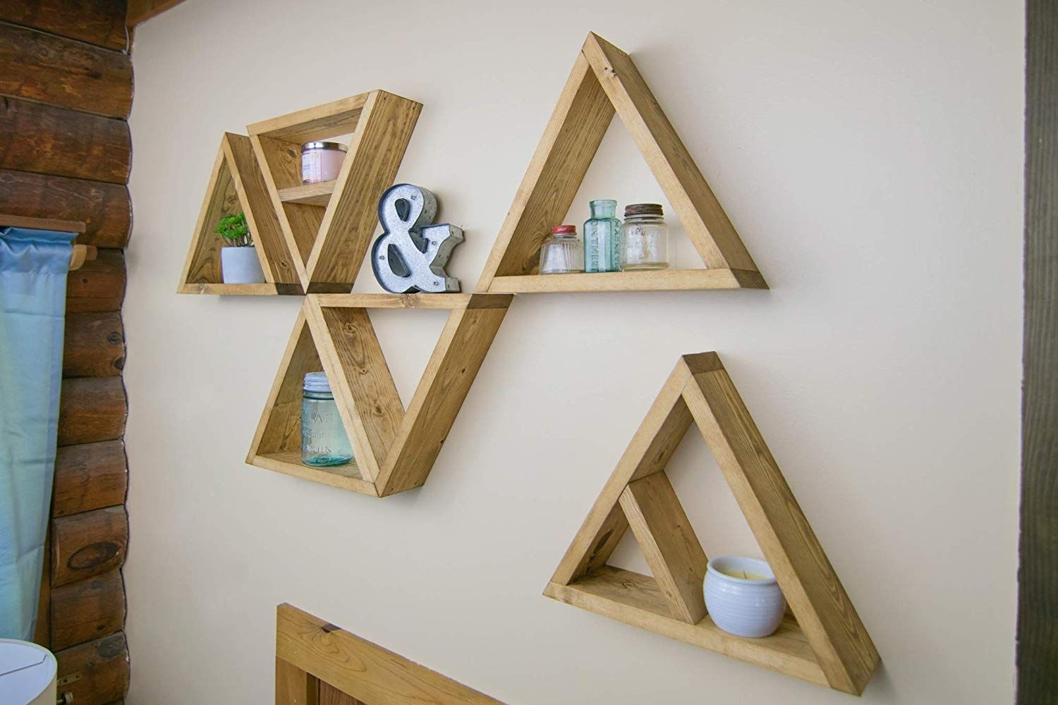 3.5" Deep Triangle Shelves | Hanging Shelf | Wall Art | Geometry Shelf