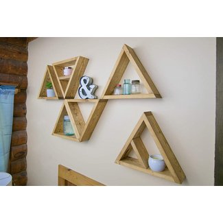 3.5" Deep Triangle Shelves | Hanging Shelf | Wall Art | Geometry Shelf