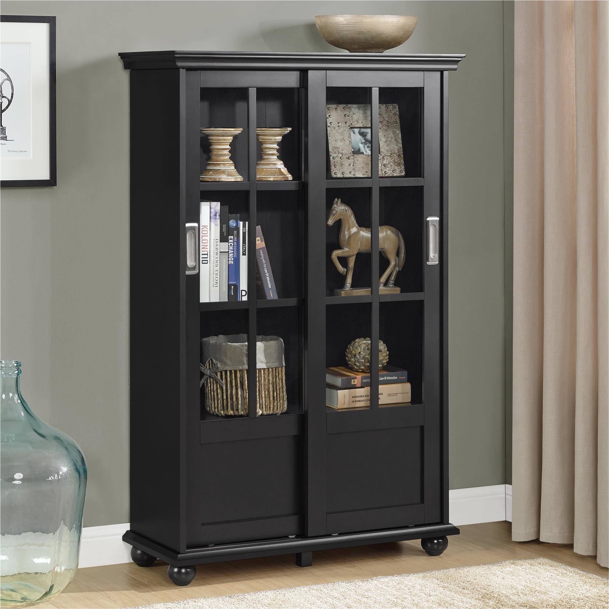 Bookcase With Glass Doors Visualhunt, Glass Fronted Bookcase Cabinet