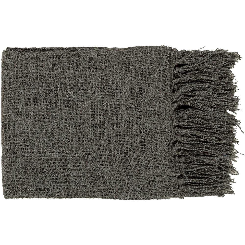 59" x 51" Warm Weaves Charcoal Gray Fringed Throw Blanket