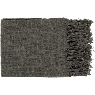 59" x 51" Warm Weaves Charcoal Gray Fringed Throw Blanket