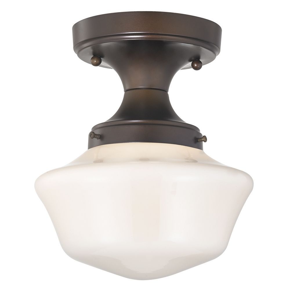8-Inch Wide Bronze Vintage Style Schoolhouse Ceiling Light